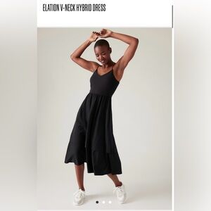 New With Tags Athleta size medium, black Elation V neck hybrid dress.